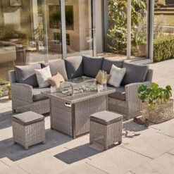 Kettler Palma Mini Corner Set With Firepit Table