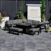 Supremo Livorno Corner Modular With Recliner Chaise Lounge & 145x85cm Rect Firepit Table