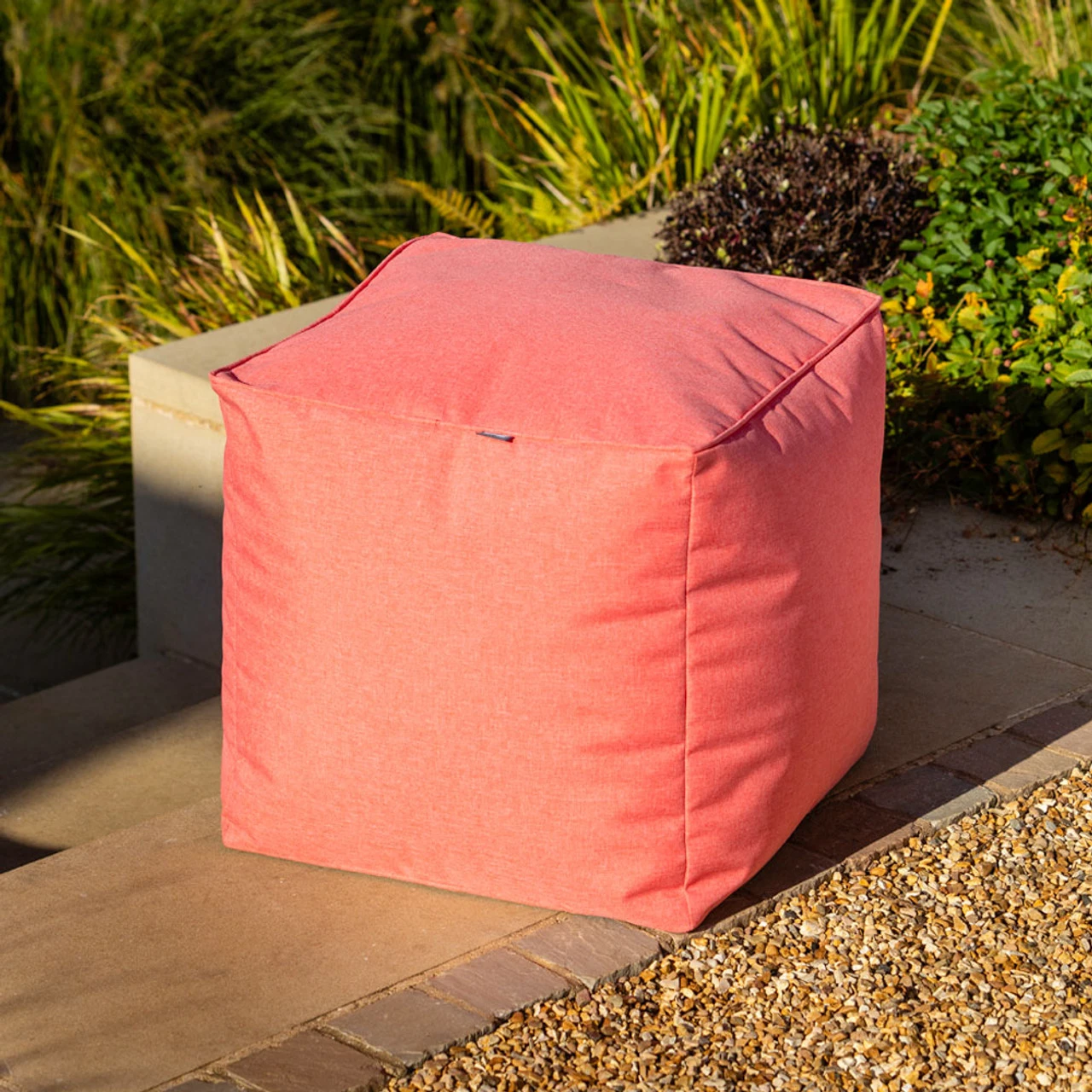 Hartman Red Coral Weatherproof Pouffe Cube 45cm 4 Hartman Red Coral Weatherproof Pouffe Cube 45cm - Image 2