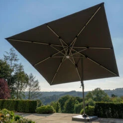 Bramblecrest Truro 3 Metre Square Parasol With LED - Grey