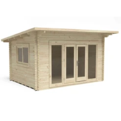 Forest Melbury 4m X 3m Log Cabin - Pent Roof, Double Glazed 24kg Polyester Felt, Plus Underlay