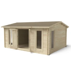 Forest Rushock 5m X 4m Log Cabin - Apex Roof, Double Glazed 34kg Polyester Felt, Plus Underlay