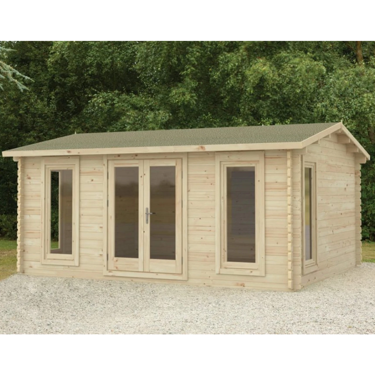 Forest Rushock 5m X 4m Log Cabin - Apex Roof, Double Glazed With Felt Shingles, Plus Underlay 3 Forest Rushock 5m X 4m Log Cabin - Apex Roof, Double Glazed With Felt Shingles, Plus Underlay