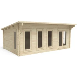 Forest Wolverley 6m X 4m Log Cabin - Pent Roof, Double Glazed 24kg Polyester Felt, No Underlay