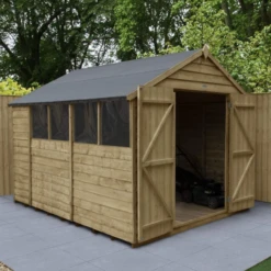 Forest Overlap Pressure Treated 10x8 Apex Shed - Double Door