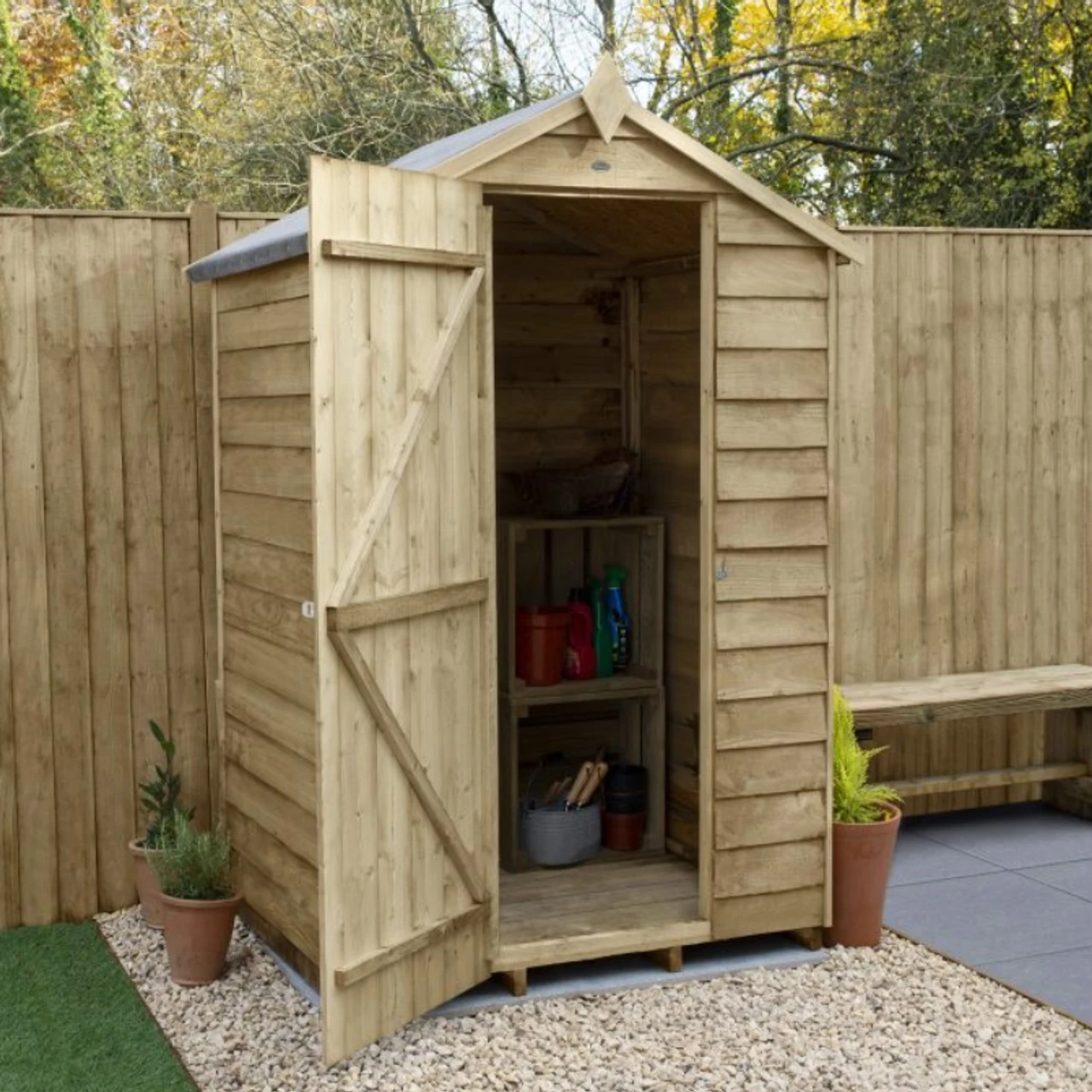 Forest Overlap Pressure Treated 4x3 Apex Shed - No Window 3 Forest Overlap Pressure Treated 4x3 Apex Shed - No Window