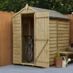 Forest Overlap Pressure Treated 6x4 Apex Shed - No Window