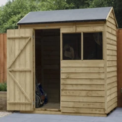 Forest Overlap Pressure Treated 6x4 Reverse Apex Shed