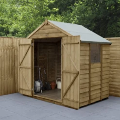 Forest Overlap Pressure Treated 7x5 Apex Shed - Double Door