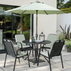 Kettler Siena 4 Seat Set - Table, Parasol, Cushions & Base